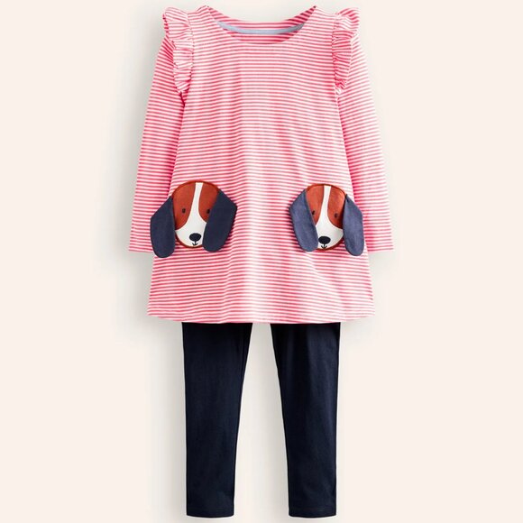 NWOT Mini Boden Frill Tunic Leggings Set